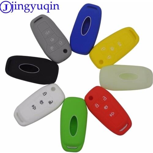 Jingyuqin 10ps Remote 4 Buttons Silicone Flid Folding Car-Stying Key Cover Case For Ford Fusion 2013-2015