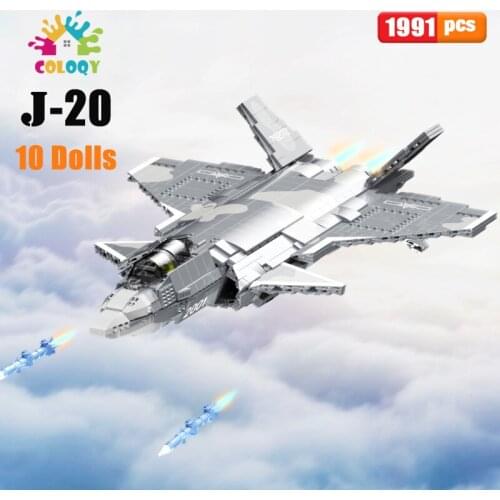 Kids Toys J-20 Fighter Model Building Blocks Mini Dolls Figures Bricks Military Plane Toys For Children as Gifts