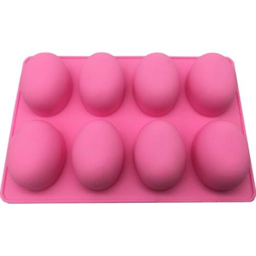 DIY 8 Slots Cake Mold Tool 3D Oval Goose Eggs Shape Silicone Soap Mould Handmade Chocolate Pudding Jelly Candy Cookie Maker