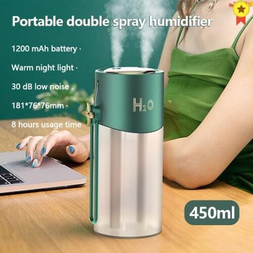 Electric Aroma Diffuser Air Humidifier 450ML Ultrasonic Cool Mist Maker Fogger LED Essential Oil Diffuser Rechargeable 1200 mAh