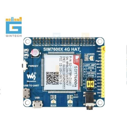 SIM7600A-H 4G HAT for Raspberry Pi, LTE Cat-4 4G / 3G, GNSS, for North America sim7600A SIM7600