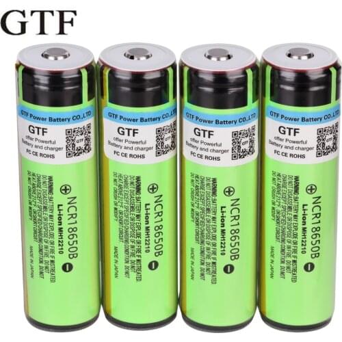 GTF 3.7V 18650 Battery 3400mAh Rechargeable Battery NCR18650B Li-ion Batteries with PCB for Flashlight Torch