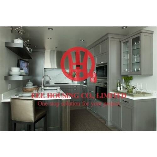 Fashion shaker-style solid wood kitchen cabinet with excellent design and quality shipping by sea
