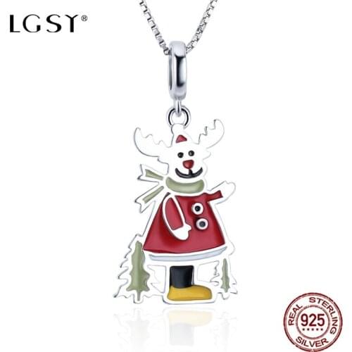 LGSY DP052 925 Sterling Silver Santa Claus Pendant Romantic Pure Silverware Fashion Jewelry Necklace Pendant Fine Jewelry Making