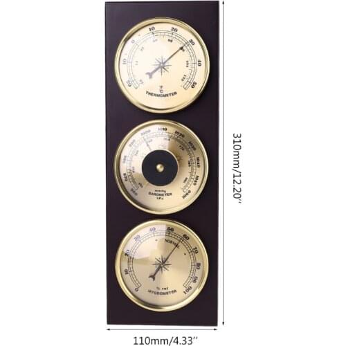 3Pcs/Set Barometer Thermometer Hygrometer with Wooden Frame Base Weather Station