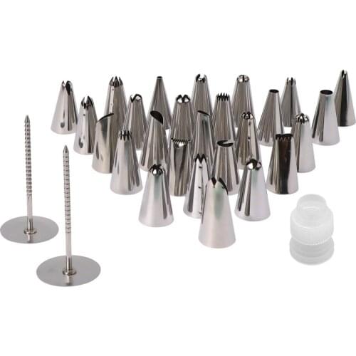 29pcs Cake Cream Decoration Tips Set Stainless Steel Icing Piping Nozzles Baking Tools Cupcake Head Dessert Pastry Decorators