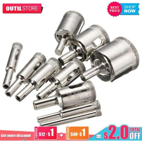 LAMEZIA 10Pcs 6-32MM Steel Diamond Hole Saw Drill Bit Set Cutter Tile Marble Ceramic Glass Drilling Electrical Tool