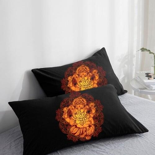 Custom Pillow Case Pillowcase 50x70 50x75 50x80 70x70 Decorative Pillow Cover Ganesh Puja on Black Bedding Drop Shipping