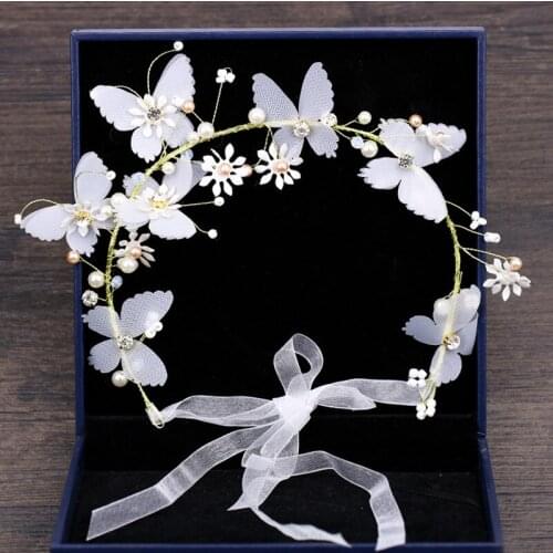 2018 new flower butterfly hair ornaments Beach Wedding wreath head ornaments