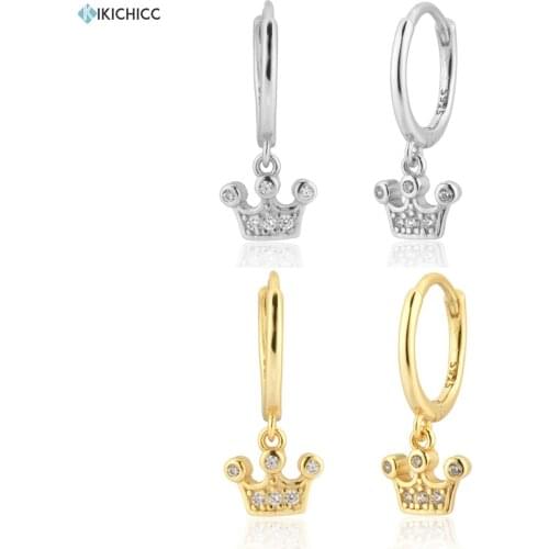 KIKICHICC New 925 Sterling Silver Gold Queen Zircon Pave Drop Earring Women Fashion Crystal Jewelry Pendiente Piercing Clips