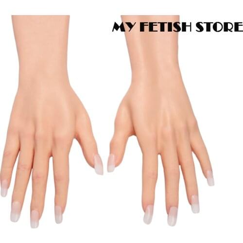 Lifelike Female Realistic Soft Silicone Hand Gloves With Nail Upgrade 60CM Long Crossdresser Transgender Shemale Male To Female