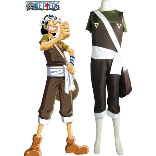 S-3XL Hot One Piece Anime Cosplay Halloween Usopp Cos Man Woman Cosplay Costume Turban+jumpsuit+belt+shirt+wristband+bag