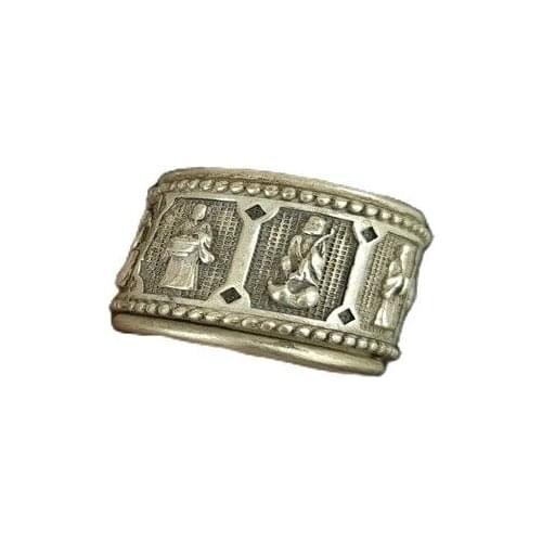 Collect antique eight immortals of Tibetan silver, hand make two layers of outer layer to rotate