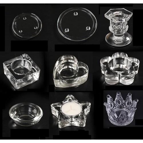 Glass Plate Candle Holder Clear Decorative Pillar Candle Holder Candle Stand for Wax candle Incense Cones Spa Weddings