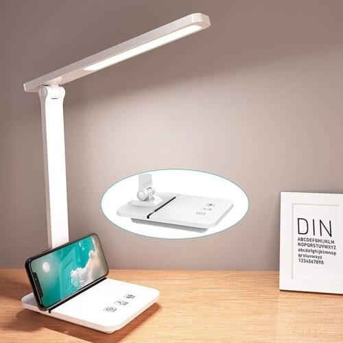 LED Desk Lamp, 14W Eye-Caring Table Lamp with Phone Stand, 3 Color Modes with 800 Lumens Stepless Dimming, Press Control
