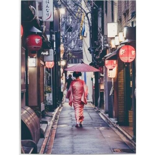 Home Decoration Canvas HD Geisha in Kyoto Street Japan Prints Poster Paintings Living Room Wall Art Modular Picture Framework