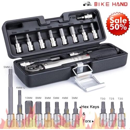 Bike Hand Bicycle Repair Tools 1/4 Inch Drive Click Torque Wrench Set Home Bicycle Maintenance Kit for Road & MTB Bike Tools Set