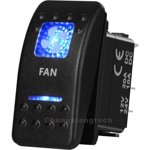 12V 24V Blue Led FAN 5 pin ON/OFF SPST Rocker Switch for ARB Carling NARVA style Replacement Marine Grade