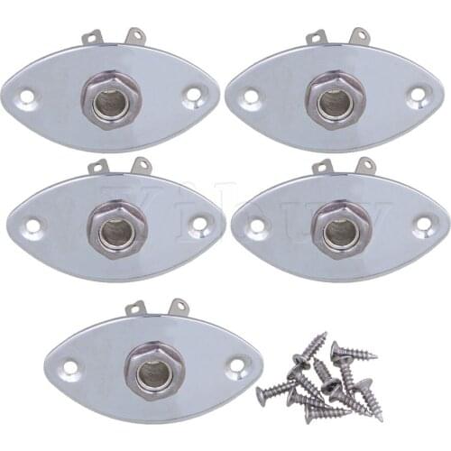 Yibuy Chrome Convex Guitar Jack Plate Jackplate & Socket
