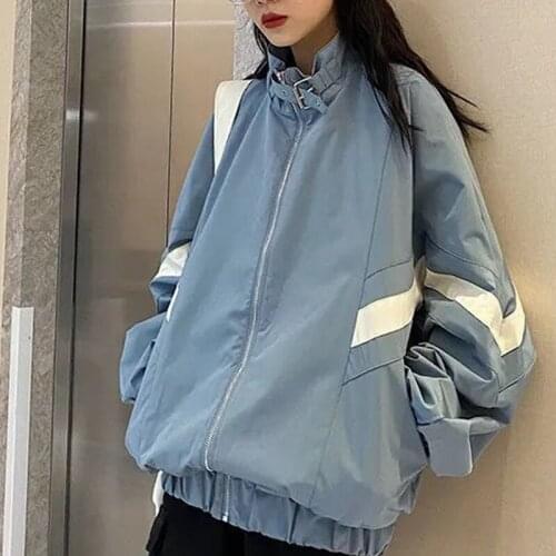 Oversized Women Baseball Suits Jackets Fashion Ins Harajuku Zipper Long Sleeve Loose Coats Korean Style Vintage Streetwear Tops