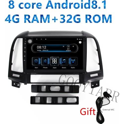 1din Android8.1 car stereo radio 8core Multimedia Player for Hyundai santa fe 2006 2007 2008 2009 2010 2011 2012