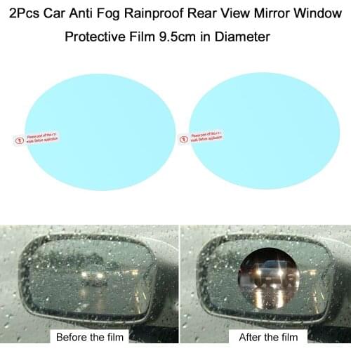 2Pcs 2 Styles Optional 9.5cm in Diameter Car Anti Fog Rainproof Rear View Mirror Window Protective Film