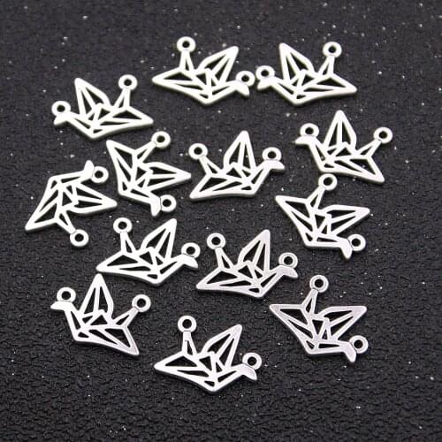 50PCS 12*15mm Charms Crane Bird Connector Metal Alloy Animal Pendant For DIY Necklace Handwork Making Accessories