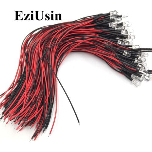 50PCS 12V with a line of light-emitting tube, 5mm beads colorful flashing fast 12-volt, LED light emitting diode 20CM Lamp Bulb