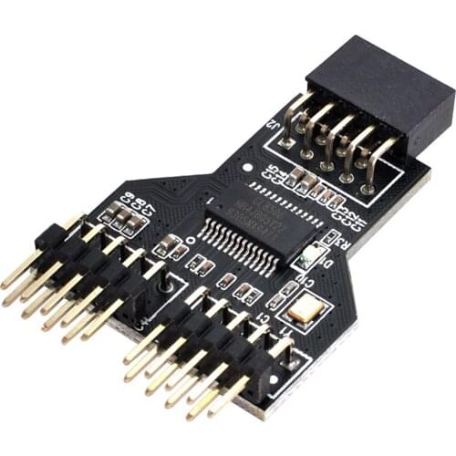 Xiwai Motherboard 9pin USB 2.0 Header 1 to 2 Female Extension HUB Connector Adapter Port Multilier