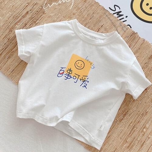 Kids Summer Clothes 2021 Unisex Boys Girls Tshirt White Color Cotton Casual Toddler Tops Tees Shirts Dropshipping