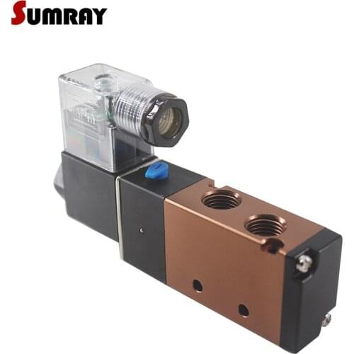 SUMRAY Electric Solenoid Valve 4V310-10/4V410-15 5 Way 2 Position Pneumatic Flow Adjust Solenoid Valve AC110V/220V DC12V/24V
