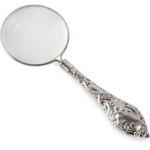 Europe Style Metal Magnifier glass Pocket Reading Magnifying Retro carving Magnifier Low vision glasses