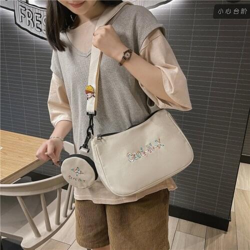 Youda Canvas Diagonal Cross Bag Youth Fashion Casual Version Ladies Son-mother Shoulder Bags Solid Letter Boy Messenger Packet