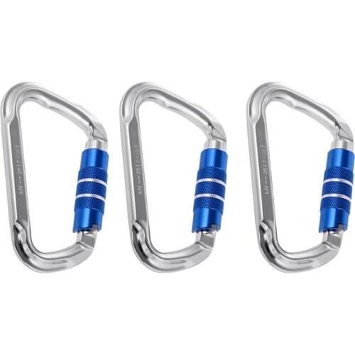 3pcs Auto Locking Karabiner 25KN Twist Lock Carabiner Clip Hook High Strength D Shape Screw Gate Carabiner for Climbing Caving