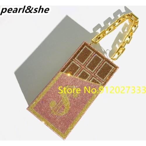 Money Clutch Rhinestone Purse chocolates Stack of Cash Evening Handbags Shoulder Wedding Dinner Bag Luxury handbags