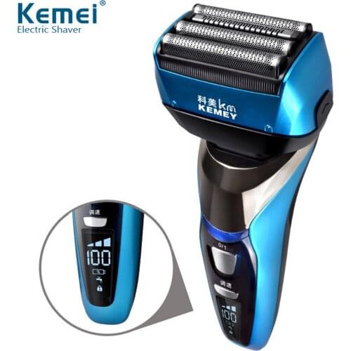 KM-8150Z 4 Blade Professional Wet & Dry Shaver Rechargeable Electric Shaver Razor for Men Beard Trimmer Shaving LCD Display 43D