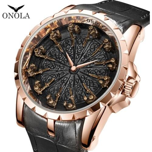 Luxury brand Japan Movement Fashion Men Quartz Wristwatch Unique Design knight Dial Leather watch Waterproof Clock