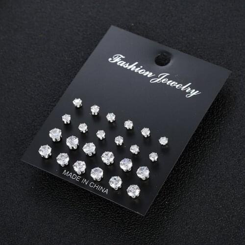 Fashion AAA CZ Shiny Wedding Party Stud Earrings Set for Women Men Crystal Jewelry Accessories Earing Oorbellen