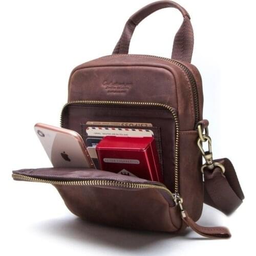 Man Business Handbag Genuine Leather Mens Bags Small Flap Casual Messenger Bag Male Crossbody Bags Mens Shoulder Bag