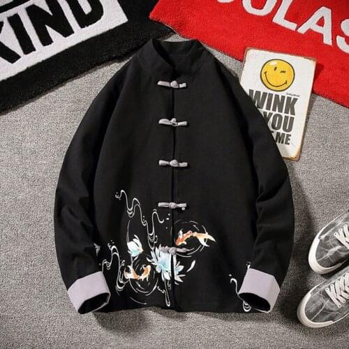 Chinese Style Hanfu Men Tops Tang Suit Tai Chi Kung Fu Clothes Jackets Cotton Linen T-Shirt Oriental Fashion Clothing 30361