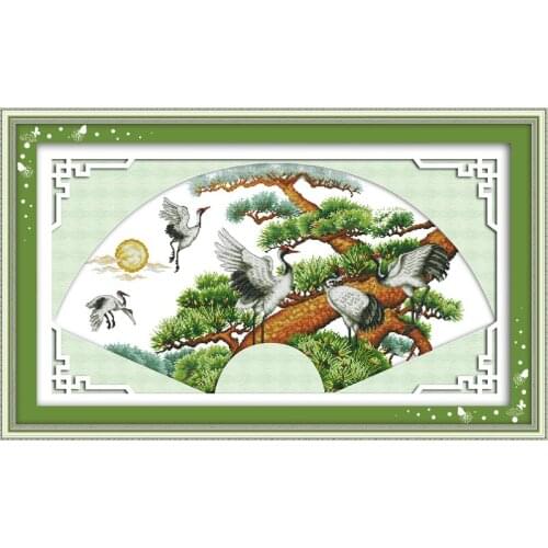 Cranes pines longevity cross stitch kit Chinese pattern count print canvas DMC embroidery DIY handmade needlework supplies bag