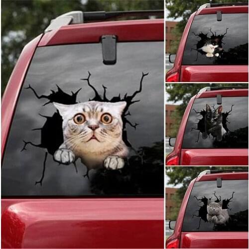 Animal Wall Stickers Creative Tear Hole Waterproof Removable Stickers for Window Car Fridge Bathroom NJ88