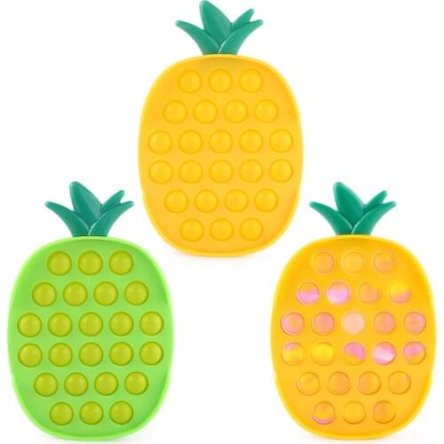 Fidget Toys Desktop Fruit Pineapple Shaped Push Bubble Silicone Reusable Toys Stress Reliever Fidget Dimple Toys Squeeze Board T