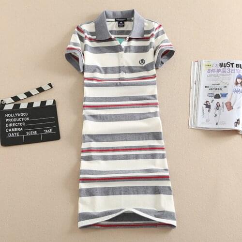 New Fashion 2021 Embroidery Stripe Polo Print Party Dress T Shirt Summer Sexy Evening Casual Women Cotton Mini Elegant Vestidos