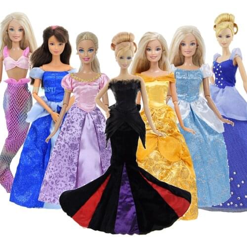 Limited Collection Dress Pink Blue Top Yellow Gown Copy Fairytale Princess Party Wear Clothes for Barbie Doll Accessories Toys