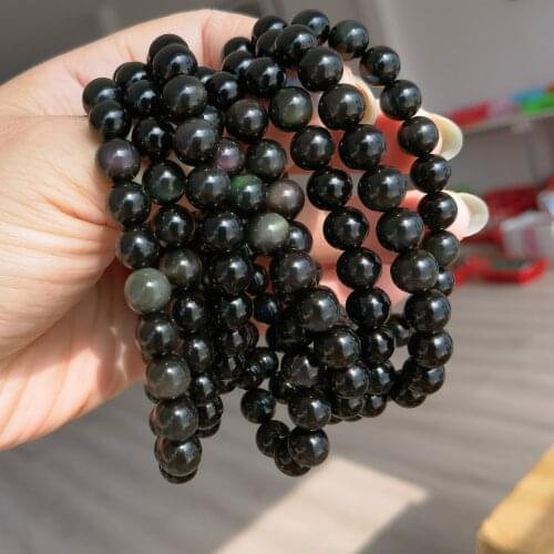 Wholesale High Quality Rainbow Obsidian Hand Crafted Energy Crystal Bracelet For Gift_XCG