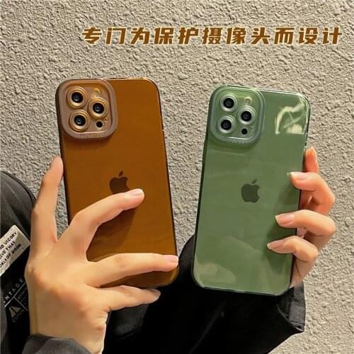 With 3D Camera Lens Protect Black Brown Clear Case for I Phone 12 Apple Iphone 11 Pro Xs Max X Xr 7 8 Plus All-Inclusive Cover