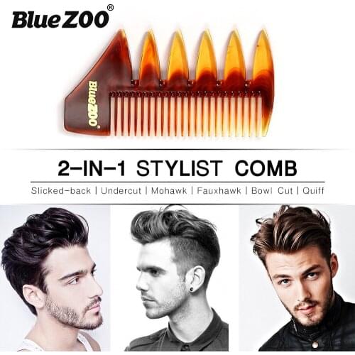 2-in-1 Mans Hairdressing Comb Stylist Comb for Slicked-back Undercut Mohawk Fauxhawk,Bowl Cut Quiff Hairstyle