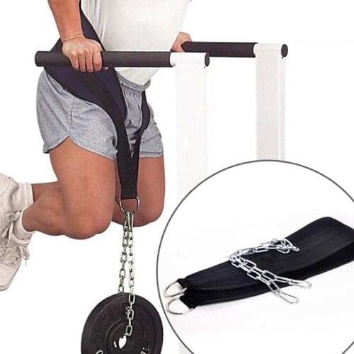 Thick Weight Lifting Belt With Chain Dipping Belt For Pull Up Chin Up Kettlebell Barbell Fitness Bodybuilding Gym Belt