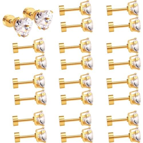 LUXUKISSKIDS Heart Screw Plug Earrings For Girl/Womens Stainless Steel Earings Set Fashion Jewelry pendientes brincos oorbellen